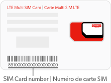 Le numéro de la carte SIM est situé au coin inférieur gauche de l'mballage.